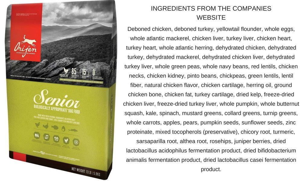 Orijen dog food ingredients