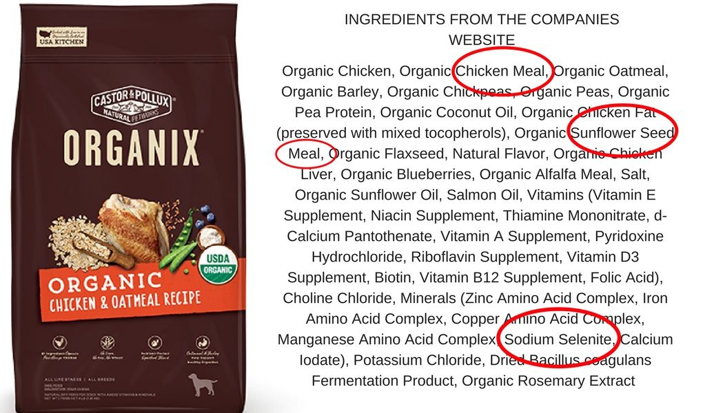 organix dog food ingredients
