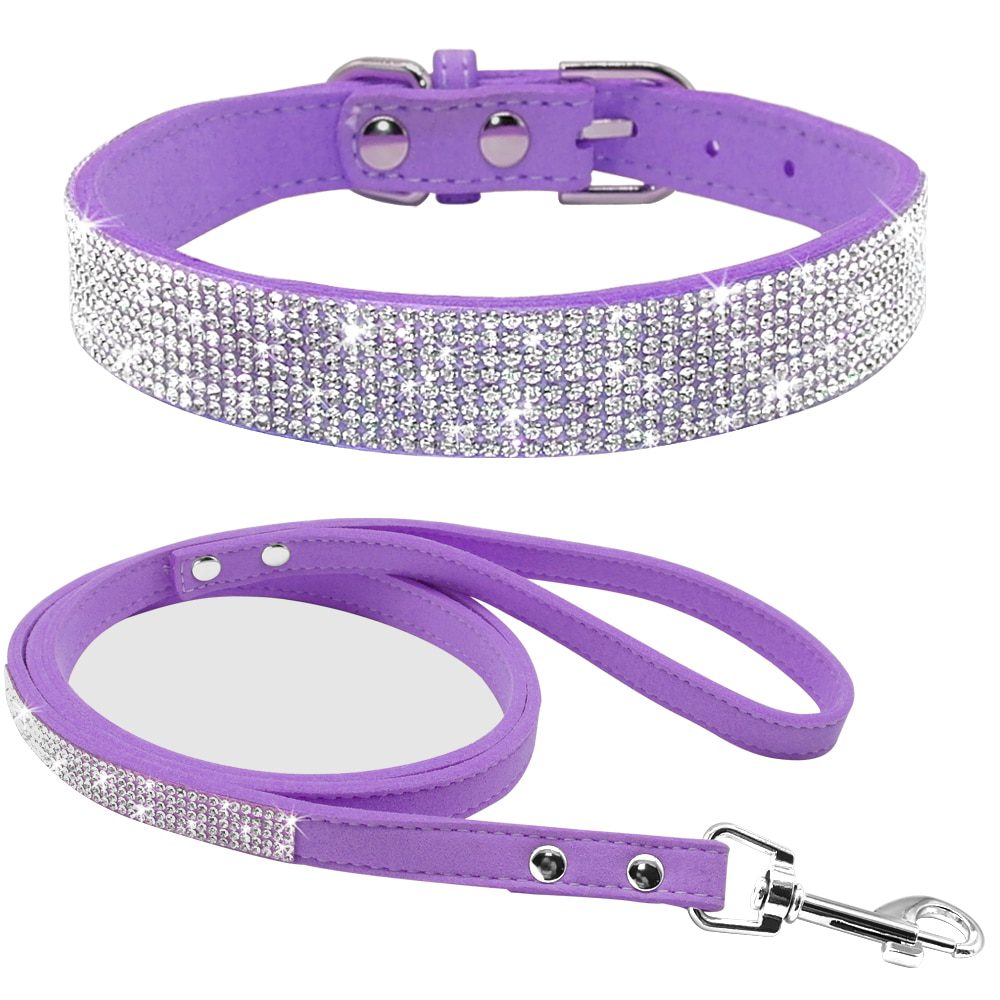 Rhinestone Collar & Leash Set